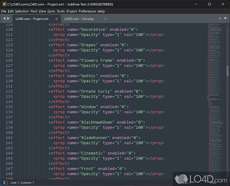 -looking word processing app with extensive features for advanced users, including syntax highlighting - Screenshot of Sublime Text