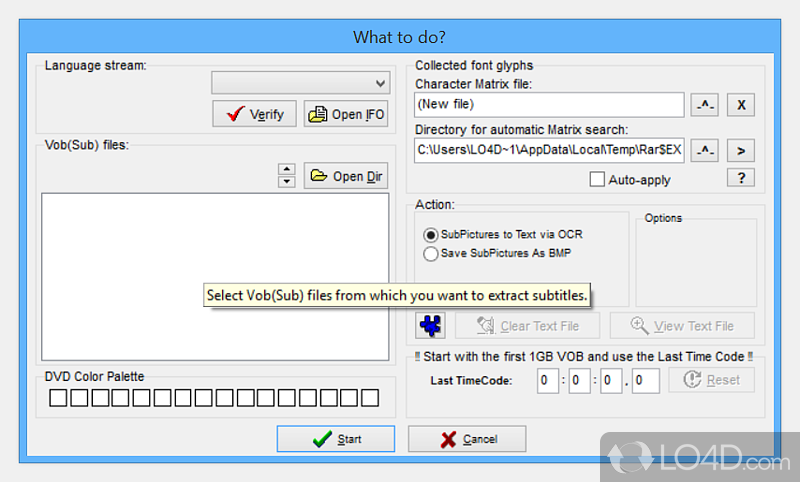 Convert subtitles from DVD-Video or AVI to textual form - Screenshot of SubRip