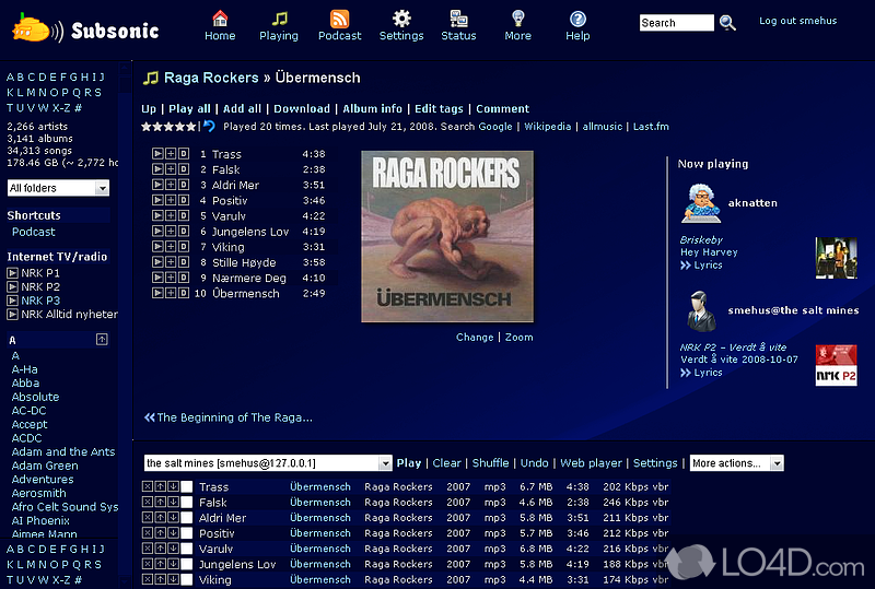 User-friendly layout - Screenshot of Subsonic