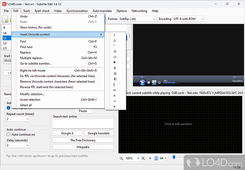 Subtitle Edit 4.0.1 download the last version for windows