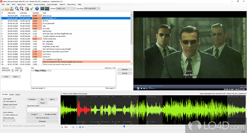 Edit subtitles or simply adjust a few aspects regarding their contents - Screenshot of Subtitle Edit Portable