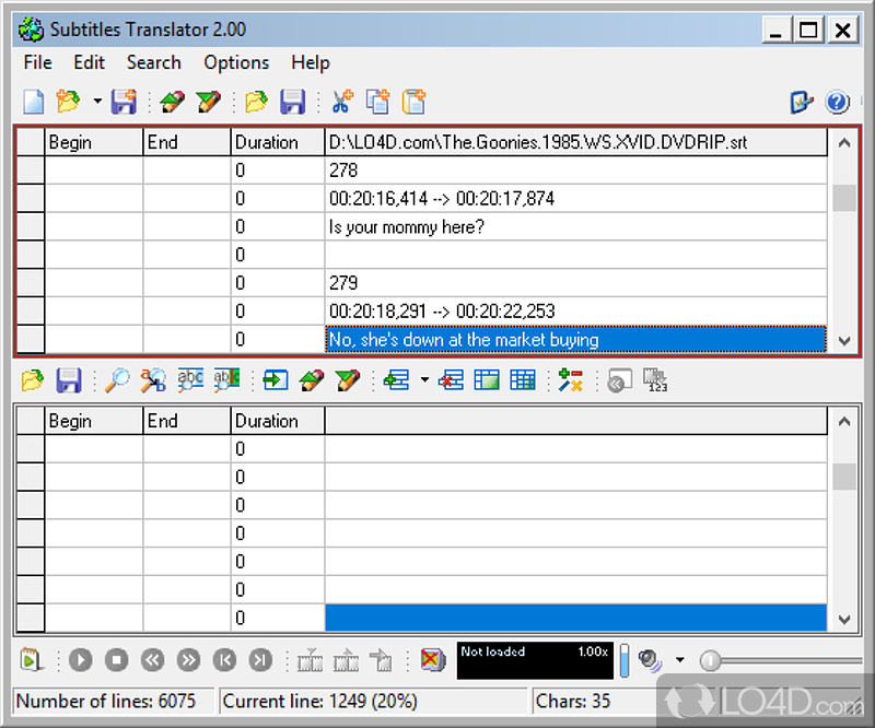 Translate subtitles (SUB or plain text file format) from one language to another - Screenshot of Subtitles Translator