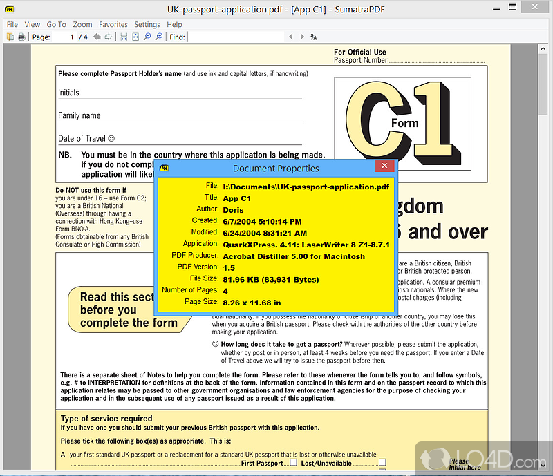 Sumatra PDF Portable: User interface - Screenshot of Sumatra PDF Portable
