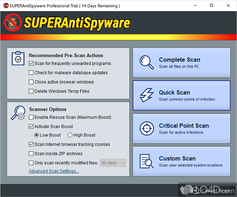 SUPERAntiSpyware Pro: Spyware detector - Screenshot of SUPERAntiSpyware Pro