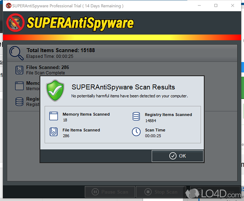 Remove all spyware for PC - Screenshot of SUPERAntiSpyware Pro