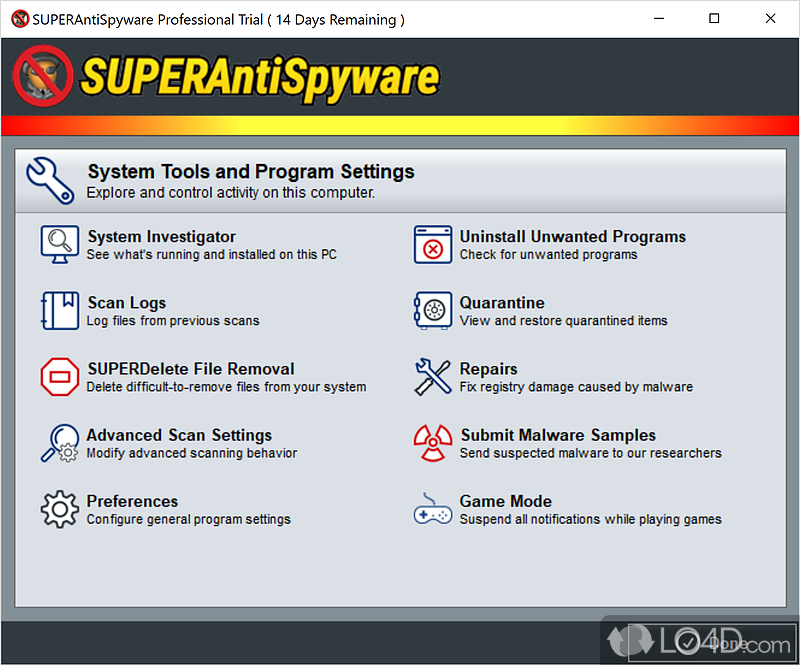 SUPERAntiSpyware Pro: Remove Spyware - Screenshot of SUPERAntiSpyware Pro