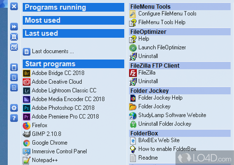 Quickly launch frequently used apps and other types of files with just a few mouse clicks from a streamlined and interface - Screenshot of Super Win Menu