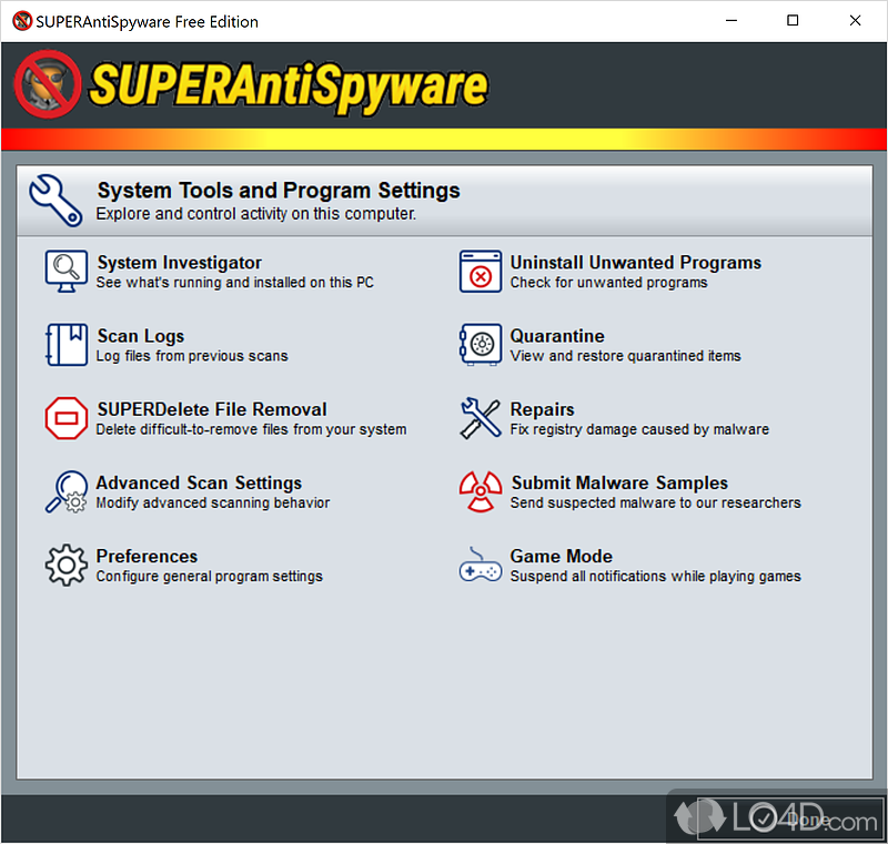 SUPERAntiSpyware Free: Remove Spyware - Screenshot of SUPERAntiSpyware Free