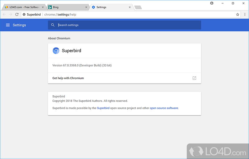 SuperBird Browser: Connection speed - Screenshot of SuperBird Browser