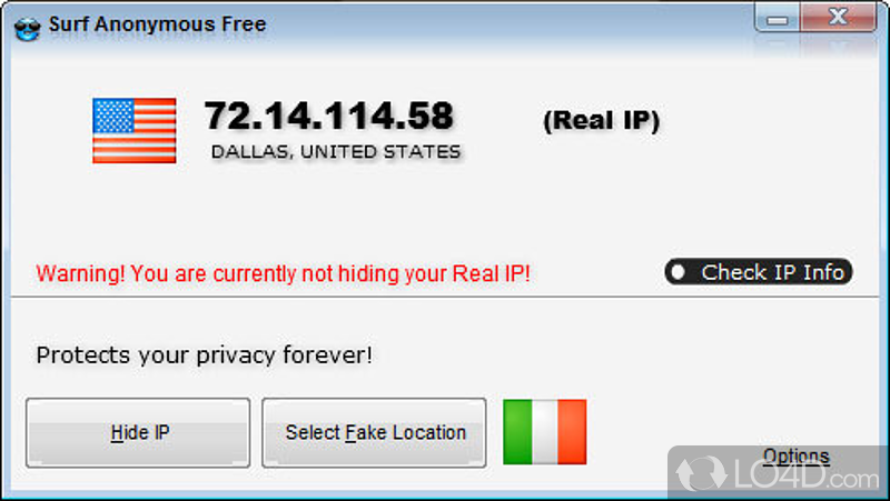 Hide your IP and surf the net anonymously - Screenshot of Surf Anonymous Free