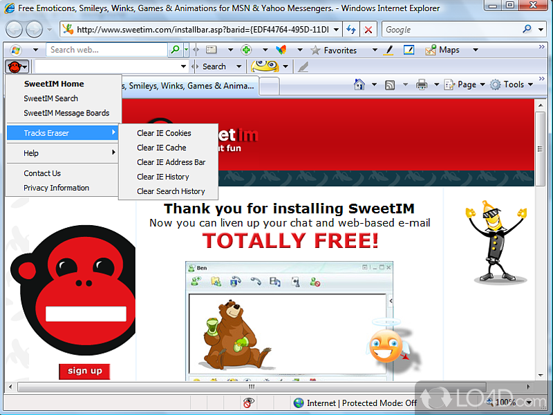 Emoticons, Winks & Smileys for Messenger - Screenshot of SweetIM for Messenger