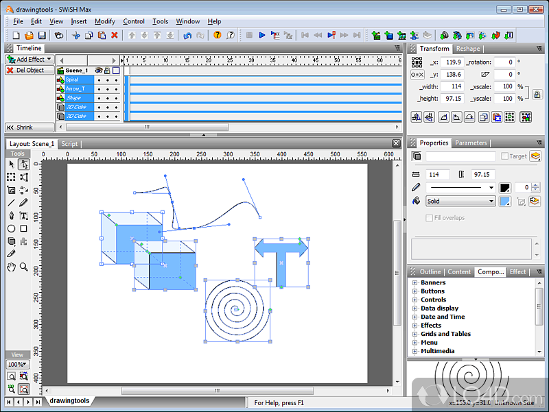 Create professional Flash animations quickly and easily - Screenshot of SWiSHmax