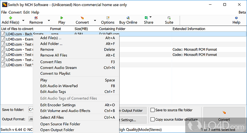 Switch Audio Converter: User interface - Screenshot of Switch Audio Converter