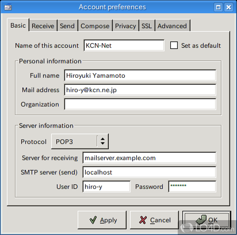 User-input rules for spam and automatic contact saving - Screenshot of Sylpheed