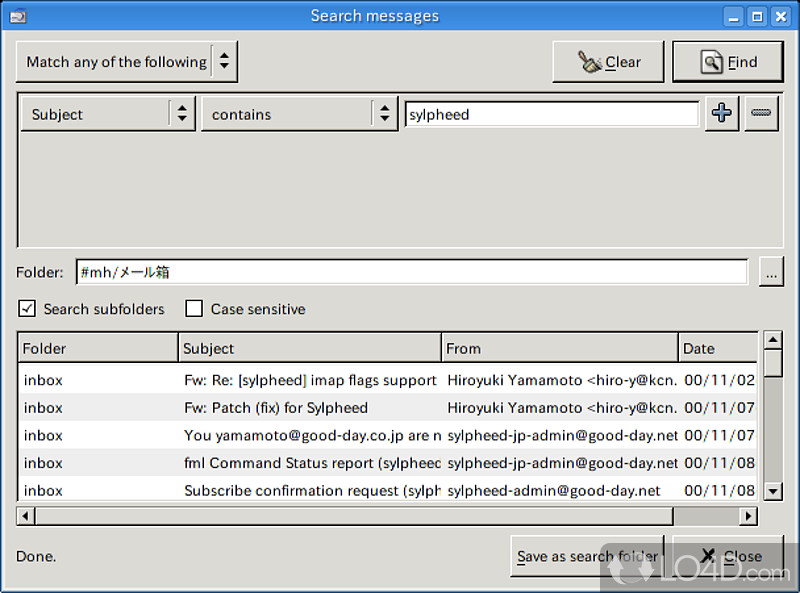 Secure email client - Screenshot of Sylpheed