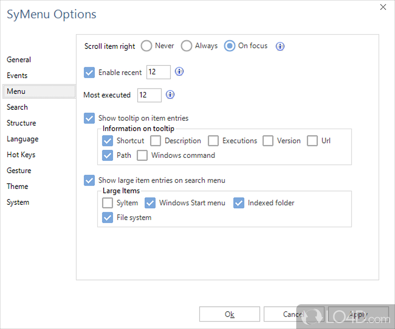 Portable menu for USB removable devices - Screenshot of SyMenu