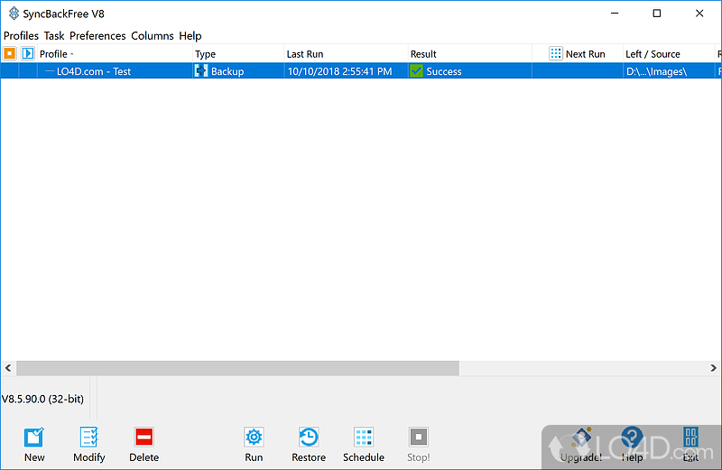 Fast backup and synchronization utility that can create copies of folders and files on external hard drives - Screenshot of SyncBack