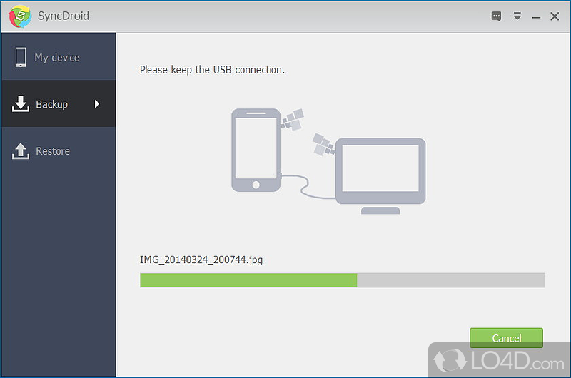 SyncDroid: Back up - Screenshot of SyncDroid