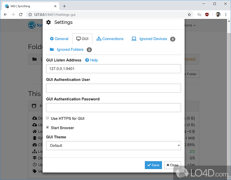 Securely share documents between devices - Screenshot of Syncthing