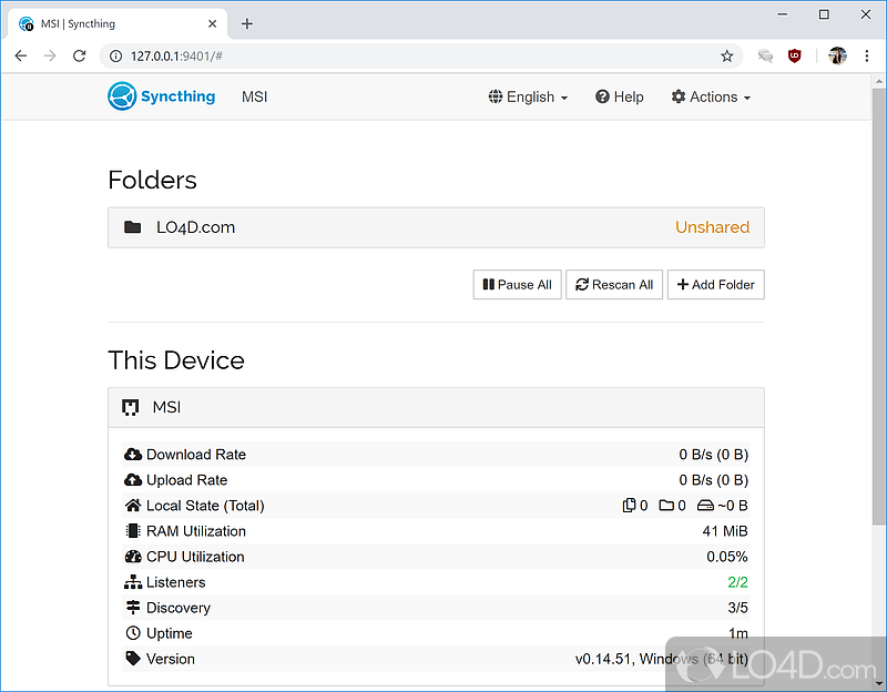 Share various documents between different devices - Screenshot of Syncthing