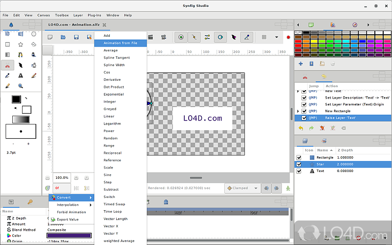 Create an animation frame-by-frame - Screenshot of Synfig Studio