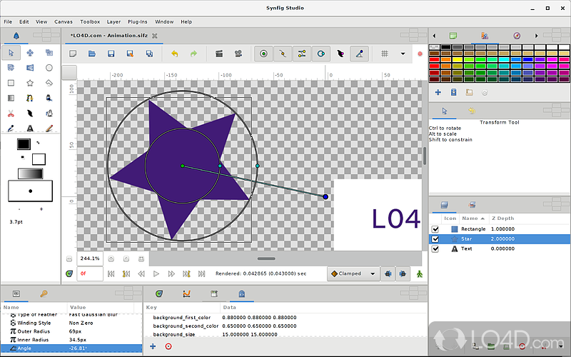 Bitmap animation software with tweening and fluid motion - Screenshot of Synfig Studio
