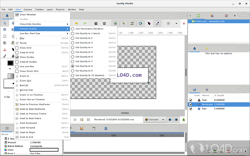 A 2D animation utility that requires a bit of time to get used to - Screenshot of Synfig Studio
