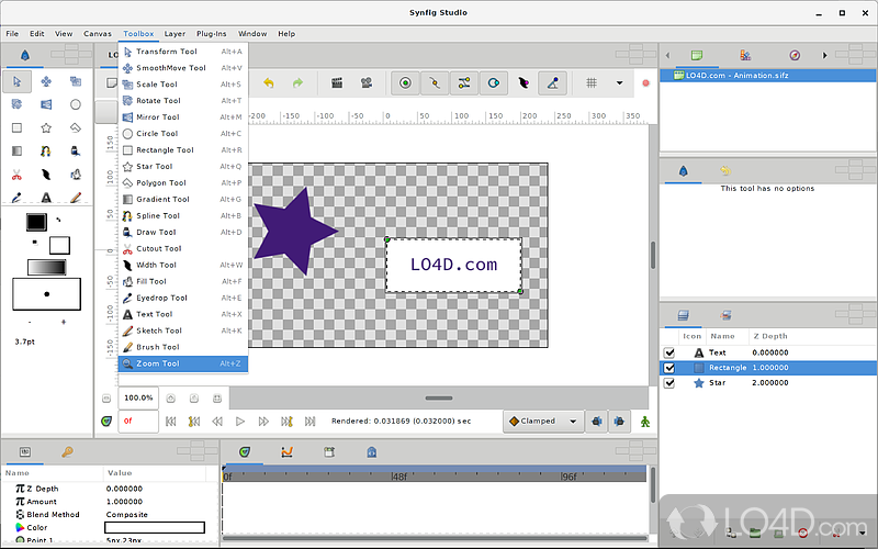 A Capable and Much Speedier 2D Animation Software Tool - Screenshot of Synfig Studio