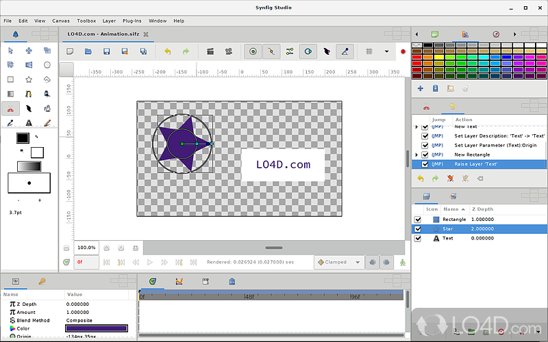 Simple and Familiar Interface - Screenshot of Synfig Studio