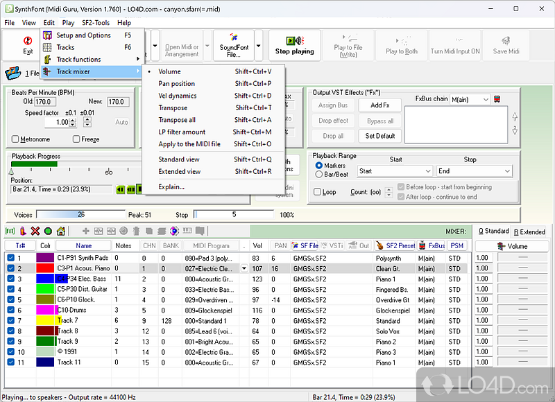 Reliable and feature-packed MIDI processors - Screenshot of SynthFont