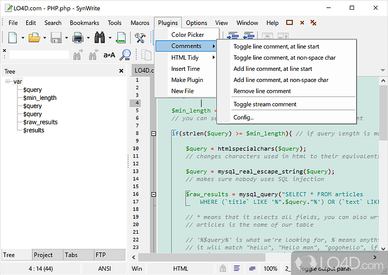 Text and code editor with source code highlighting - Screenshot of SynWrite