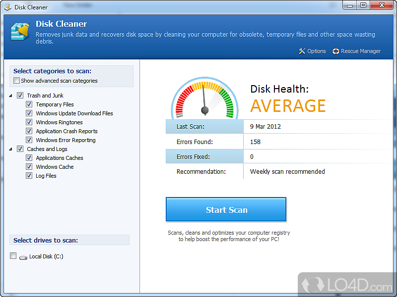 System Cleaner: User interface - Screenshot of System Cleaner
