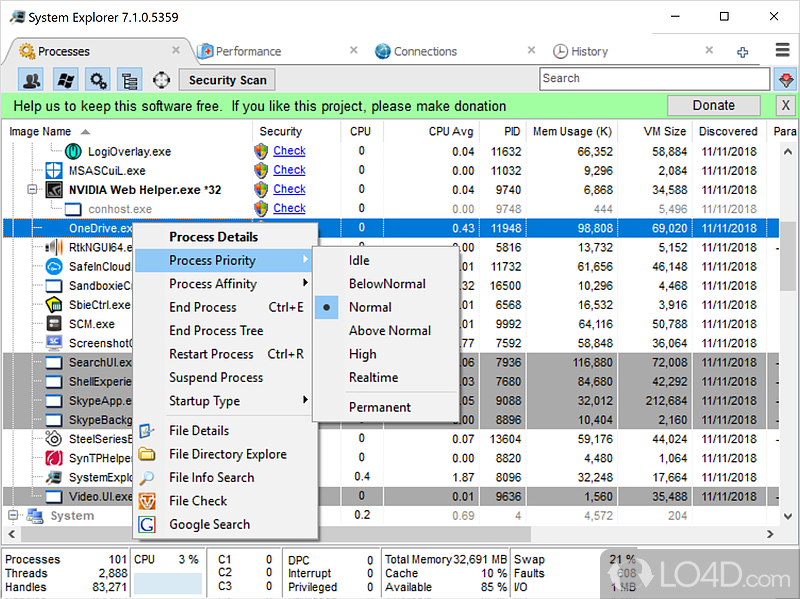 Full featured task manager - Screenshot of System Explorer