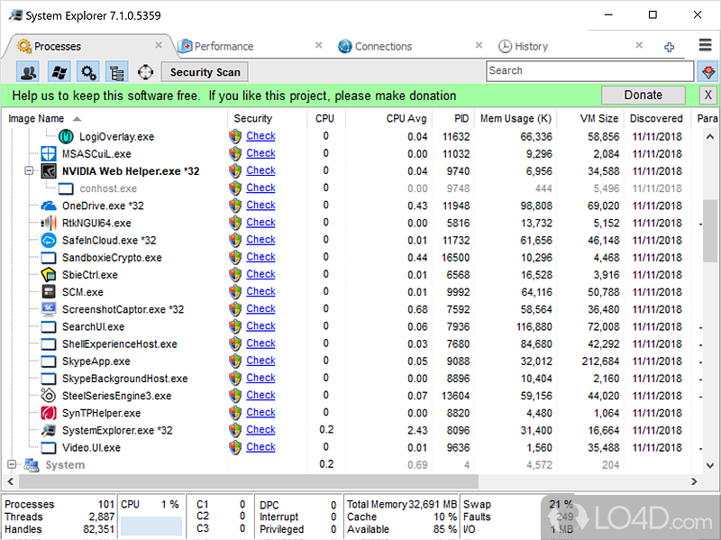 Get detailed information about various processes - Screenshot of System Explorer