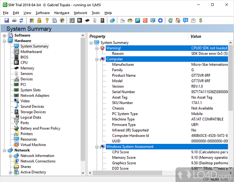 Lightweight application that can be deployed in seconds - Screenshot of System Information Tool