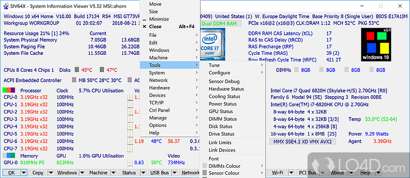 View and copy data seamlessly, customize settings - Screenshot of System Information Viewer