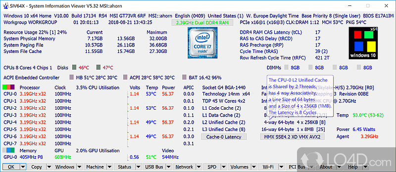 One of the most system information tools to date concerning hardware-related data - Screenshot of System Information Viewer