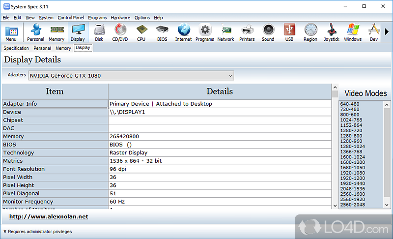 Get detailed info on your computer's specs - Screenshot of System Spec