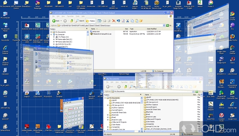 Lets you manage apps more easily in a 3D desktop where rearrange objects anyway you want - Screenshot of T3Desk