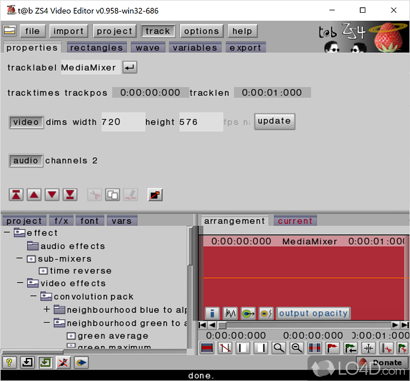 Video editing and compositing software by t@b - Screenshot of ZS4 Video Editor