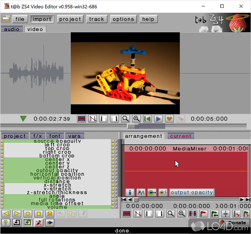 Editing program which allows you to create complex audio - Screenshot of ZS4 Video Editor