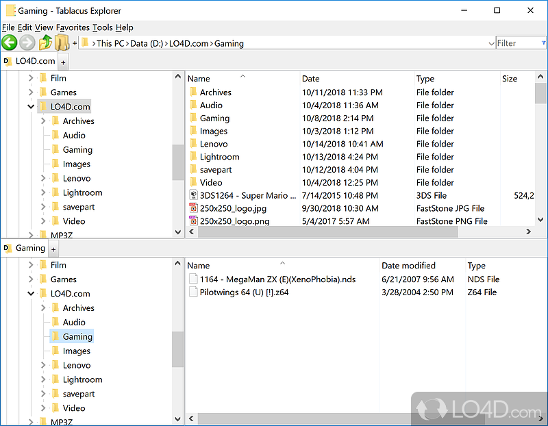 File manager with tabs - Screenshot of Tablacus Explorer