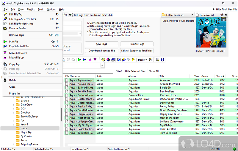 Music file tag editor - Screenshot of Tag&Rename