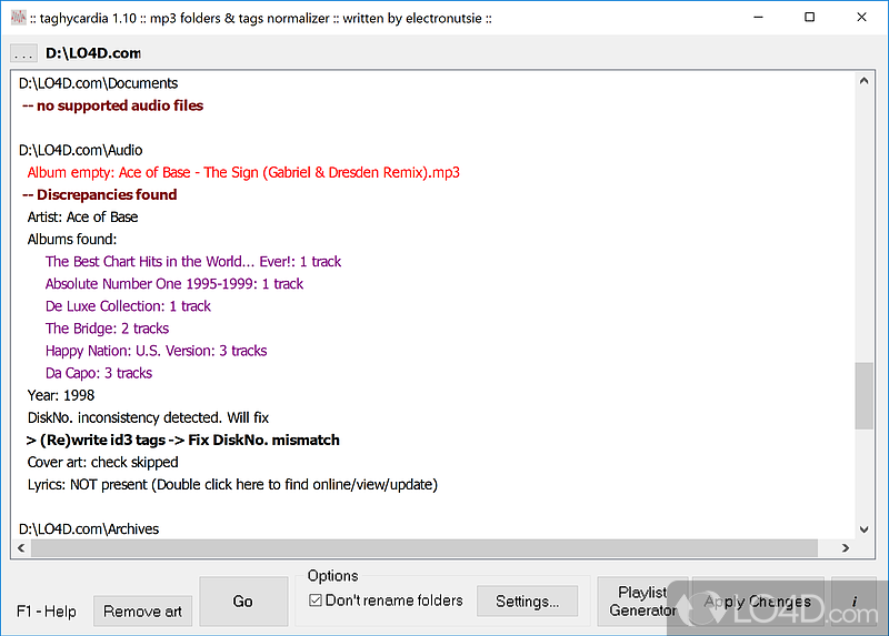 Configuration options - Screenshot of taghycardia