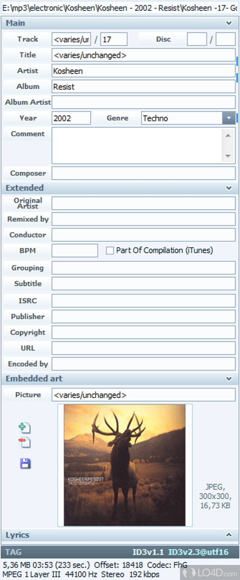 Batch editor for ID3 tags - Screenshot of TagScanner