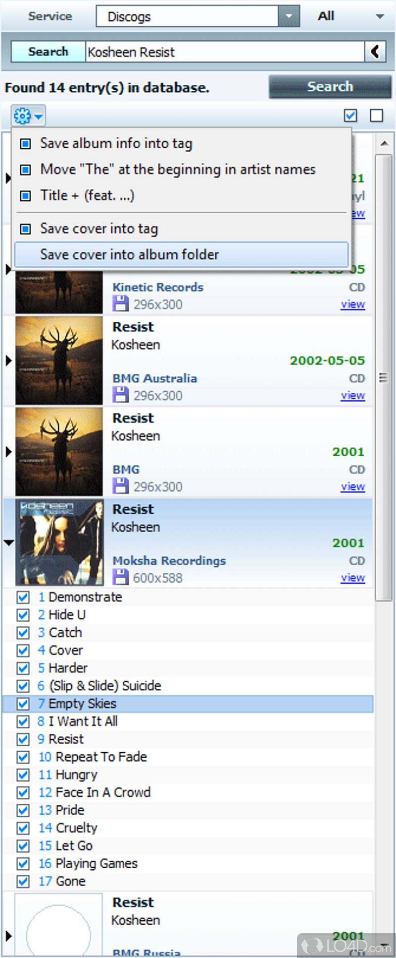Organize your music collection - Screenshot of TagScanner