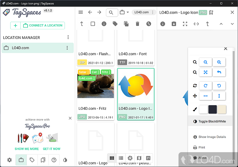 File manager software - Screenshot of TagSpaces