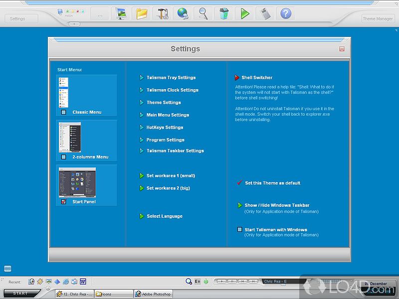Replace your Windows desktop with a custom new shell - Screenshot of Talisman Desktop