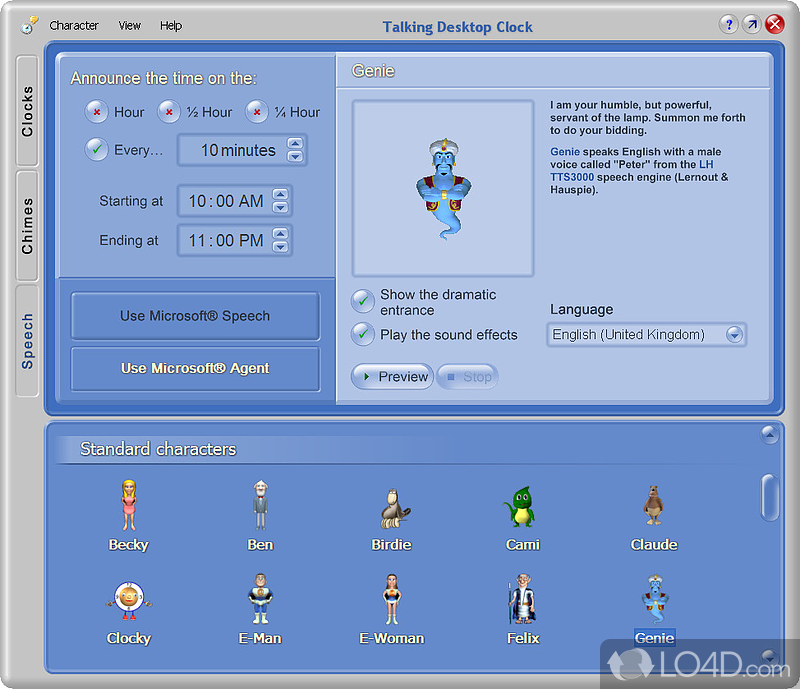 Adds new features to Windows system tray clock - Screenshot of Talking Desktop Clock