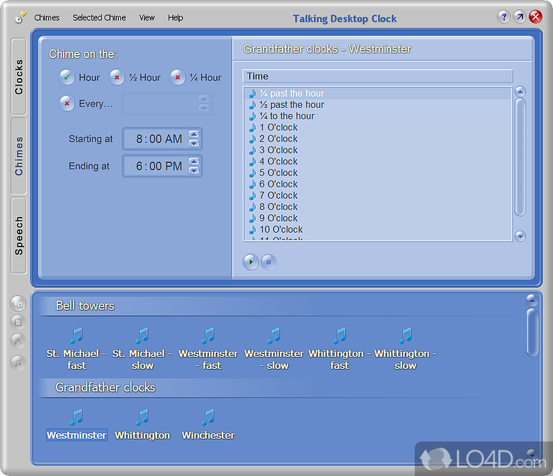 Talking Desktop Clock: User interface - Screenshot of Talking Desktop Clock